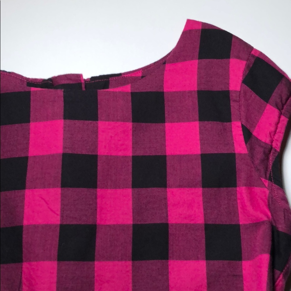 GAP Magenta & Black Plaid Short Sleeve Girls Dress - Picture 2 of 6